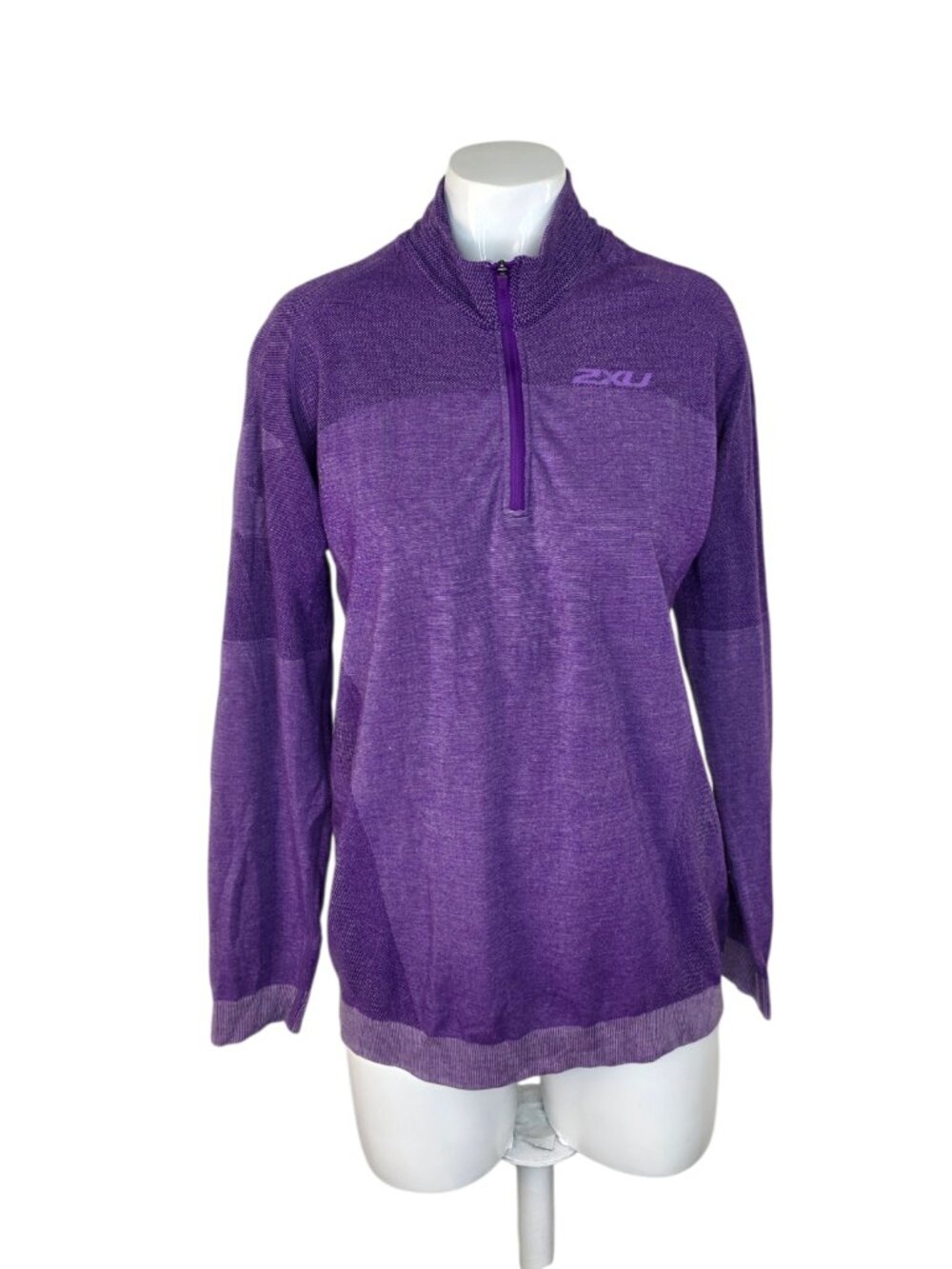 2XU Womens Run/Fitness Long Sleeve 1/4 Zip Shirt, Purple, Wool, Nylon Blend, S/M